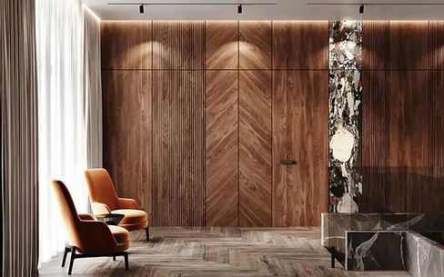 Herringbone chevron wood feature wall